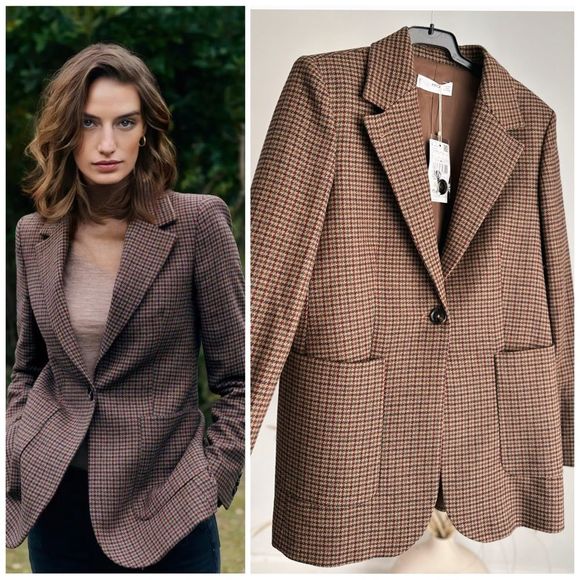 Mango Jackets & Blazers - Mango Wool Blend Blazer Patch Pockets New